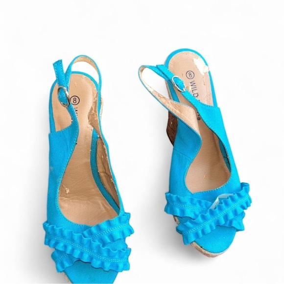 Blue Wedge Sandals - Picture 2 of 6